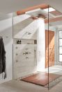 BRIZO Frank Lloyd Wright 21” Single-Function Raincan Shower Head with Integrated Lighting - 1.75 GPM — Luxe Nickel / Teak Wood