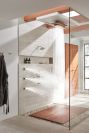 BRIZO Frank Lloyd Wright 21” Single-Function Raincan Shower Head with Integrated Lighting - 1.75 GPM — Luxe Nickel / Teak Wood