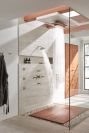BRIZO Frank Lloyd Wright 21” Single-Function Raincan Shower Head with Integrated Lighting - 1.75 GPM — Luxe Nickel / Teak Wood