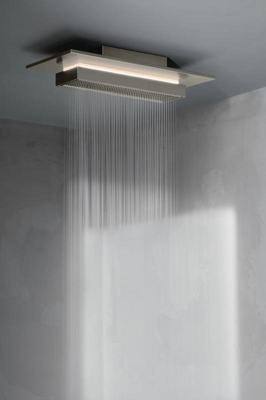 BRIZO Frank Lloyd Wright 21” Single-Function Raincan Shower Head with Integrated Lighting - 2.5 GPM — Luxe Steel
