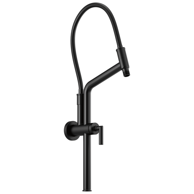 BRIZO Essential Shower 10 7/16" Linear Round Slide Bar Shower Arm And Flange — Matte Black