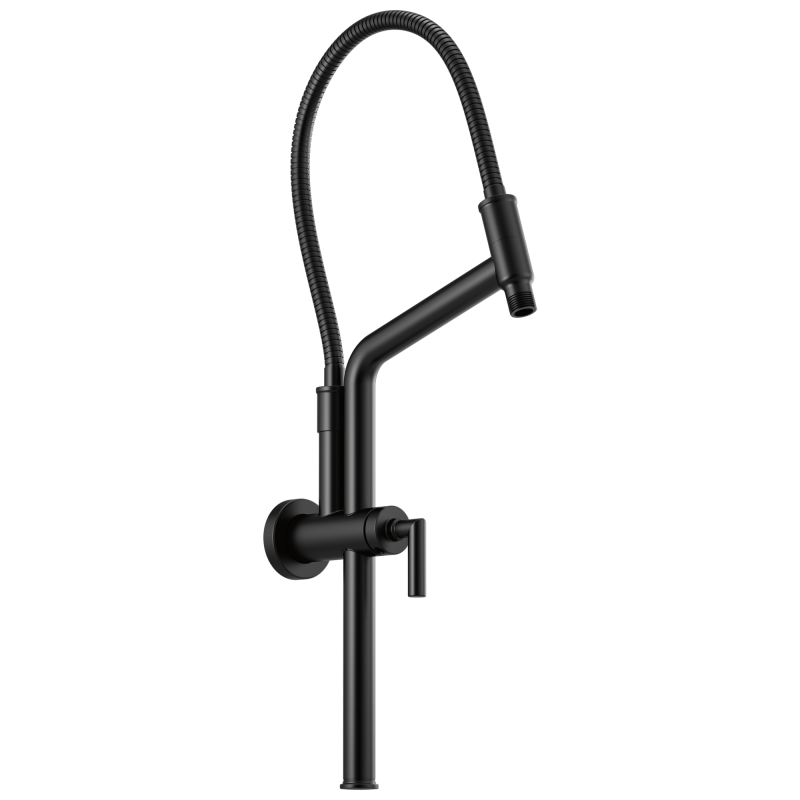 BRIZO Essential Shower 10 7/16" Linear Round Slide Bar Shower Arm And Flange — Matte Black