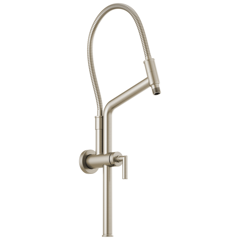 BRIZO Essential Shower 10 7/16" Linear Round Slide Bar Shower Arm And Flange — Brushed Nickel