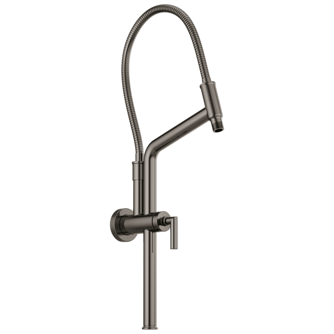 BRIZO Essential Shower 10 7/16" Linear Round Slide Bar Shower Arm And Flange — Brilliance Black Onyx