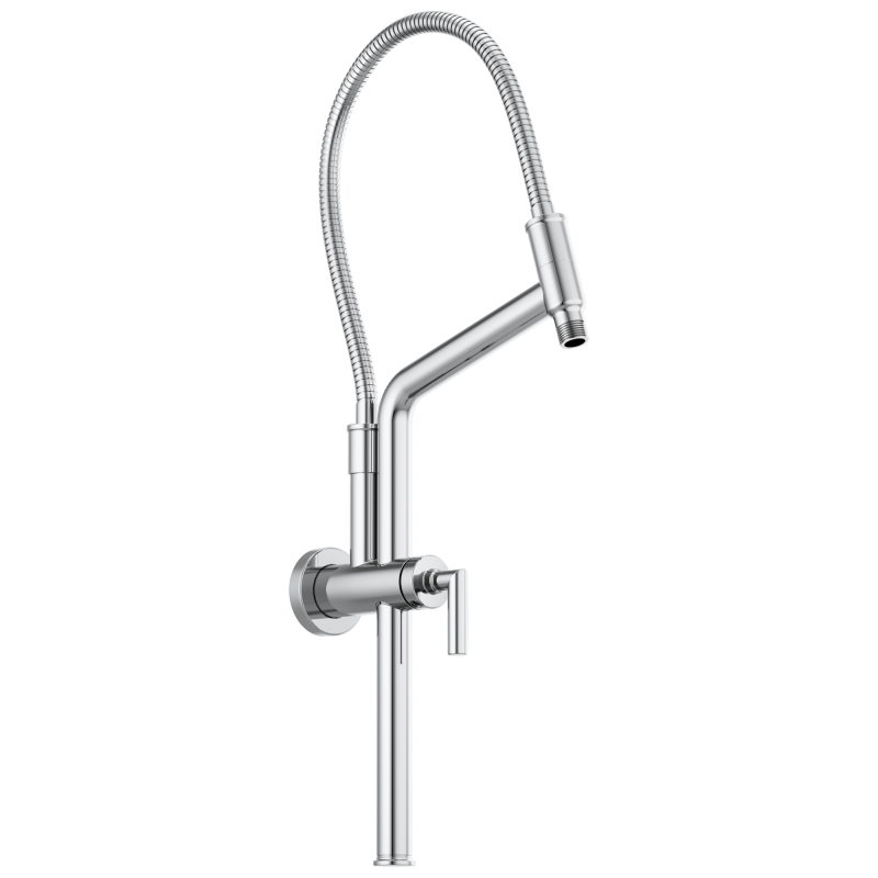 BRIZO Essential Shower 10 7/16" Linear Round Slide Bar Shower Arm And Flange — Chrome