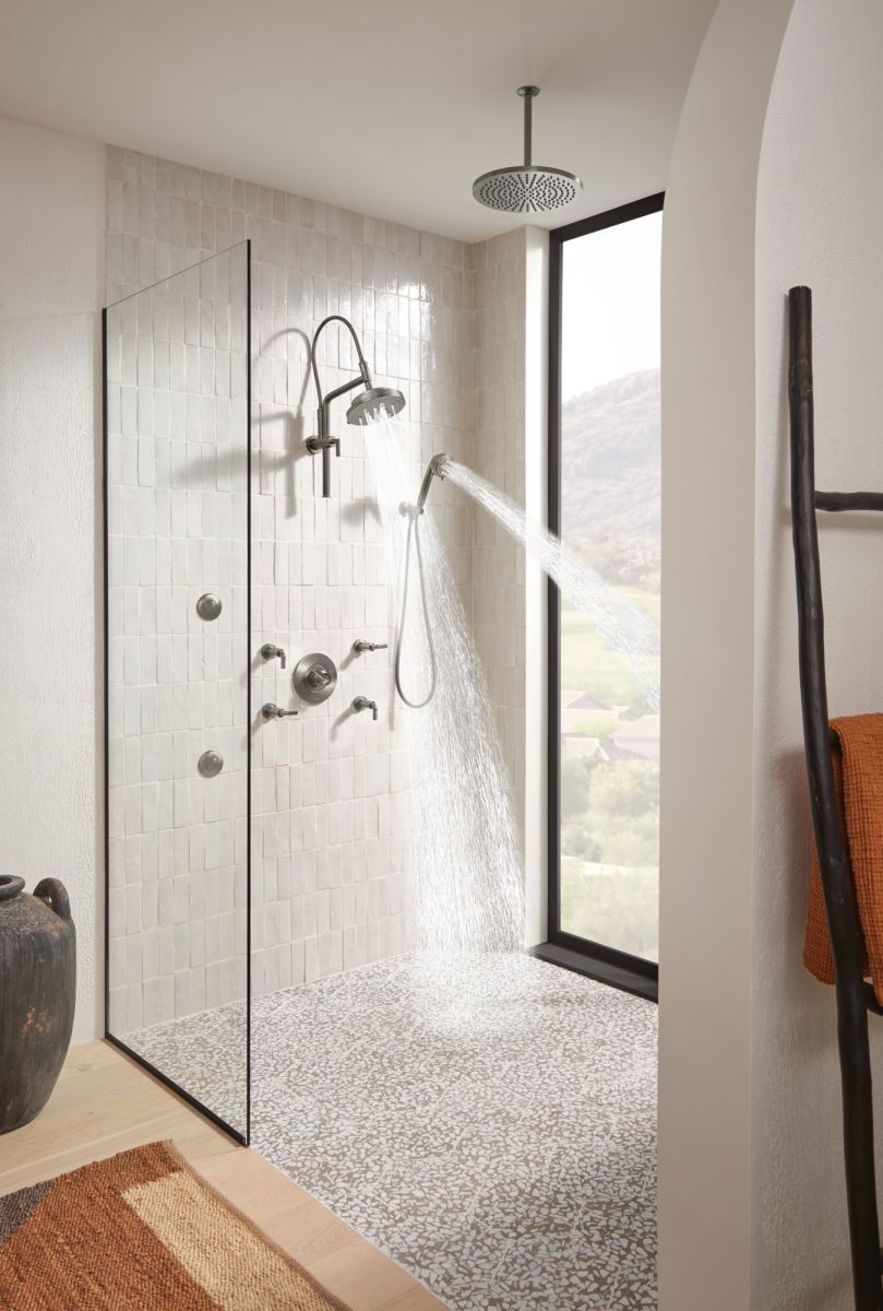 BRIZO Essential Shower 10" Ceiling Mount Shower Arm And Round Flange — Luxe Steel