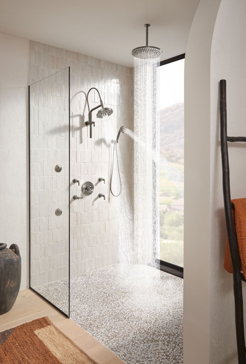 BRIZO Essential Shower 10" Ceiling Mount Shower Arm And Round Flange — Luxe Steel