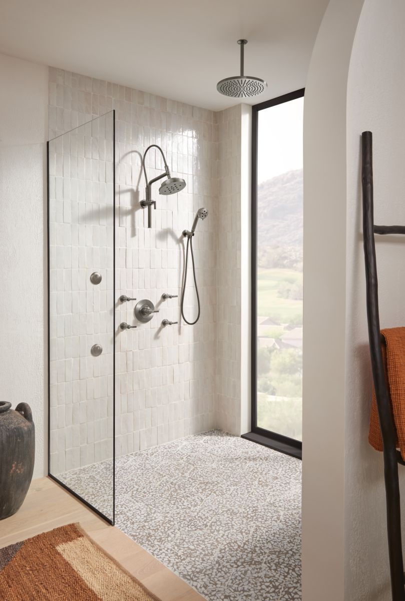 BRIZO Essential Shower 10" Ceiling Mount Shower Arm And Round Flange — Luxe Steel