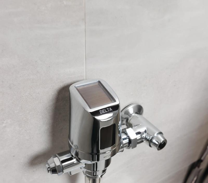 Commercial 81T Electronic Exposed Water Closet Flush Valve with Mechanical Manual Override - Solar Operated — Chrome
