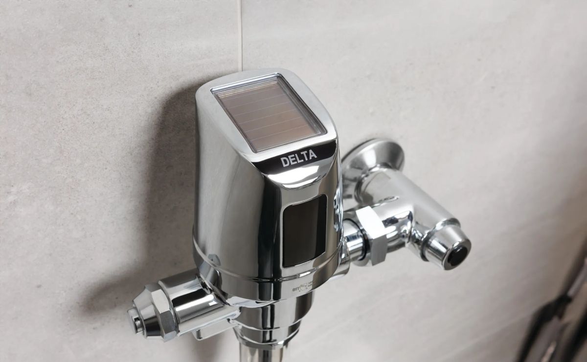 Commercial 81T Electronic Exposed Water Closet Flush Valve with Mechanical Manual Override - Solar Operated — Chrome