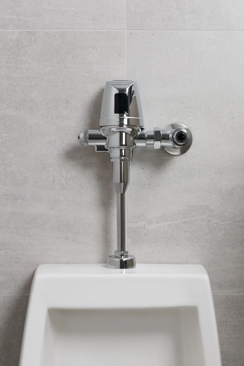 Commercial 81T Electronic Exposed Urinal Flush Valve with Mechanical Manual Override - Solar Operated — Chrome