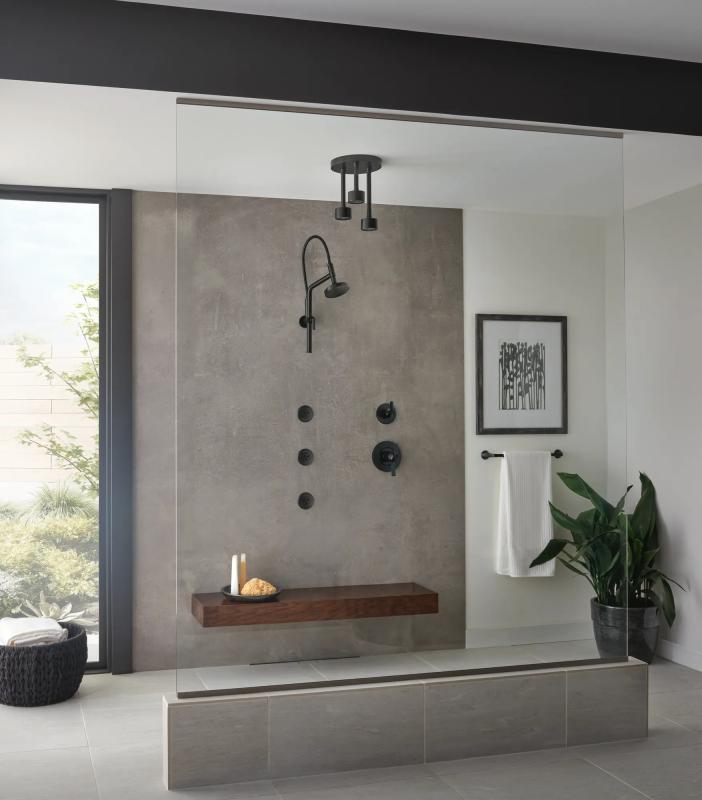 BRIZO Essential Shower 5" Linear Round Single-Function Wall Mount Shower Head - 1.75 GPM — Matte Black