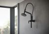 BRIZO Essential Shower 10 7/16" Linear Round Slide Bar Shower Arm And Flange — Matte Black