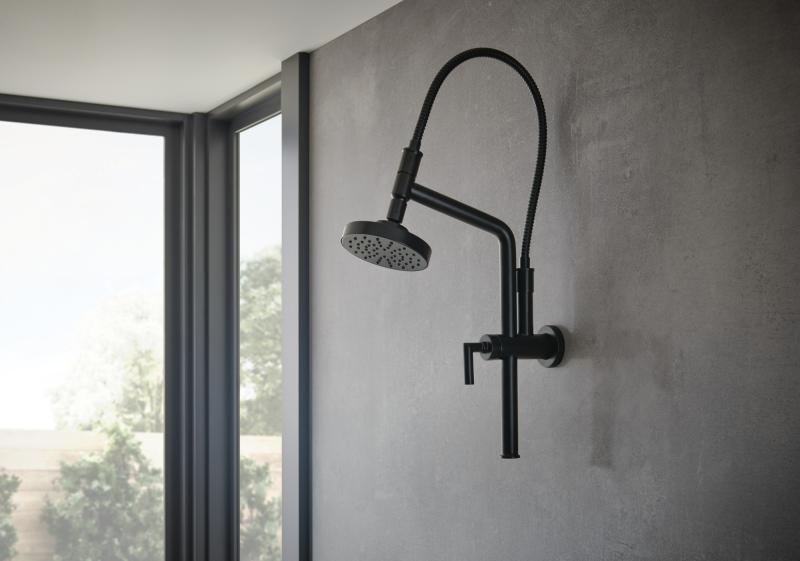 BRIZO Essential Shower 5" Linear Round Single-Function Wall Mount Shower Head - 1.75 GPM — Matte Black