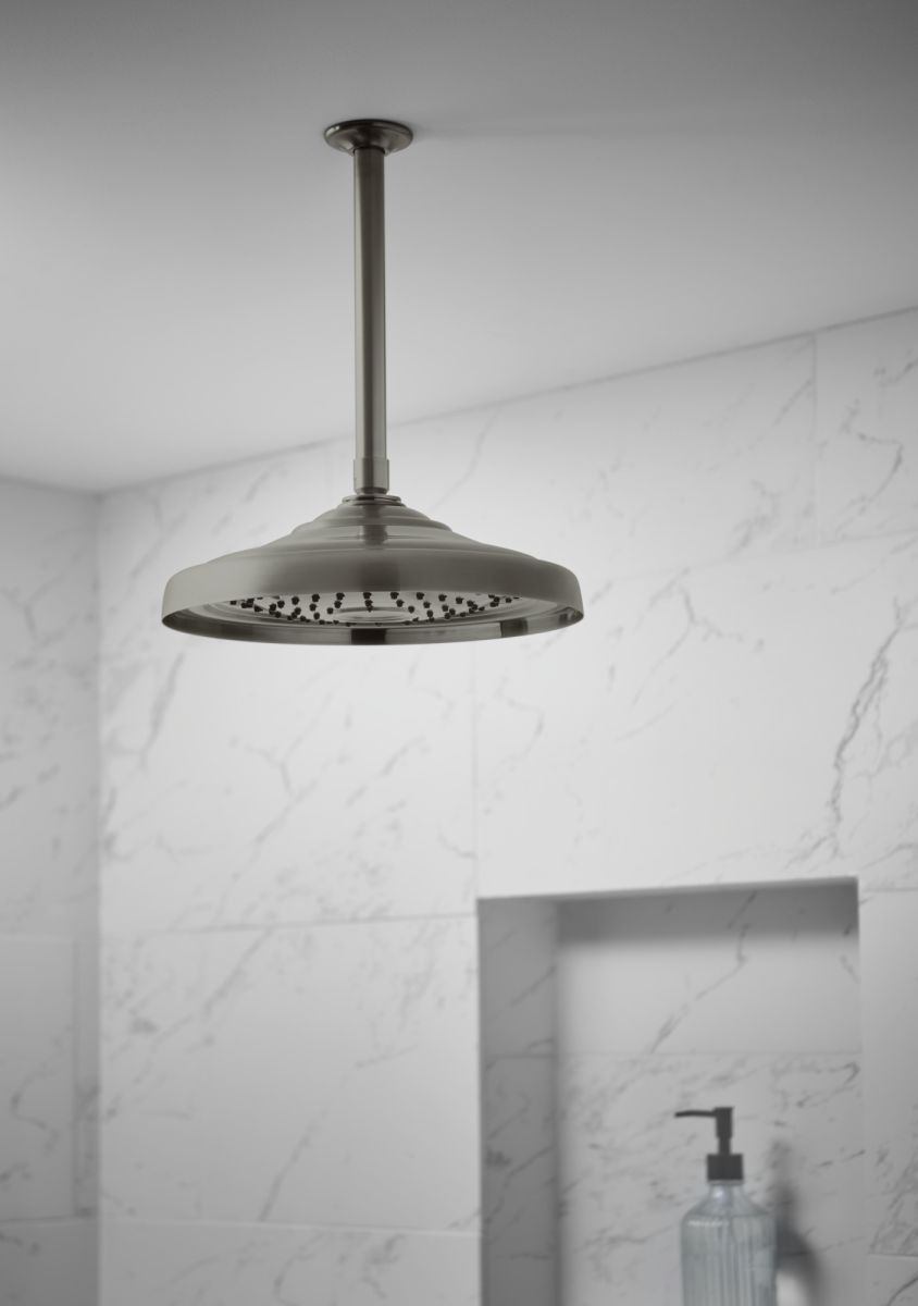 BRIZO Essential Shower 10" Ceiling Mount Shower Arm And Round Flange — Luxe Steel