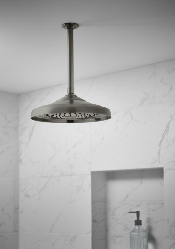 BRIZO Essential Shower 10" Ceiling Mount Shower Arm And Round Flange — Luxe Steel