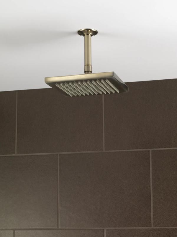 BRIZO Essential Shower 8" Linear Square Single-Function Raincan Shower Head - 1.75 GPM — Brushed Nickel