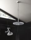 BRIZO Essential Shower Linear Round Jointed Wall Mount Shower Arm And Flange — Chrome
