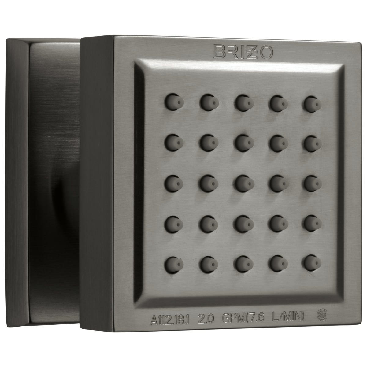 BRIZO Essential Shower Touch-Clean Square Body Spray — Luxe Steel