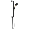 BRIZO Litze Slide Bar Handshower with H2OKINETIC Technology — Matte Black/Luxe Gold