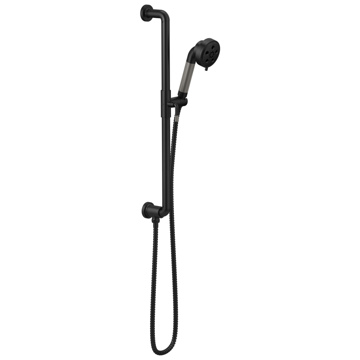 BRIZO Litze Slide Bar Handshower with H2OKINETIC Technology — MATTE BLACK/LUXE STEEL