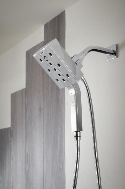 BRIZO Essential Shower Linear Square H2Okinetic Multi-Function Hydrati 2|1 Shower — Chrome