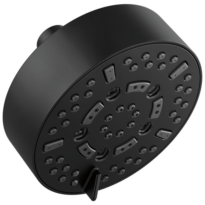 BRIZO Essential Shower 5” Linear Round H2Okinetic Multi-Function Wall Mount Shower Head - 1.75 GPM — Matte Black