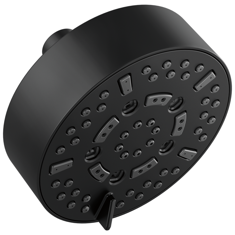 BRIZO Essential Shower 5” Linear Round H2Okinetic Multi-Function Wall Mount Shower Head - 1.75 GPM — Matte Black