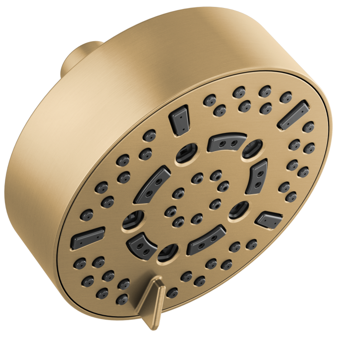 BRIZO Essential Shower 5” Linear Round H2Okinetic Multi-Function Wall Mount Shower Head - 2.5 GPM — Luxe Gold
