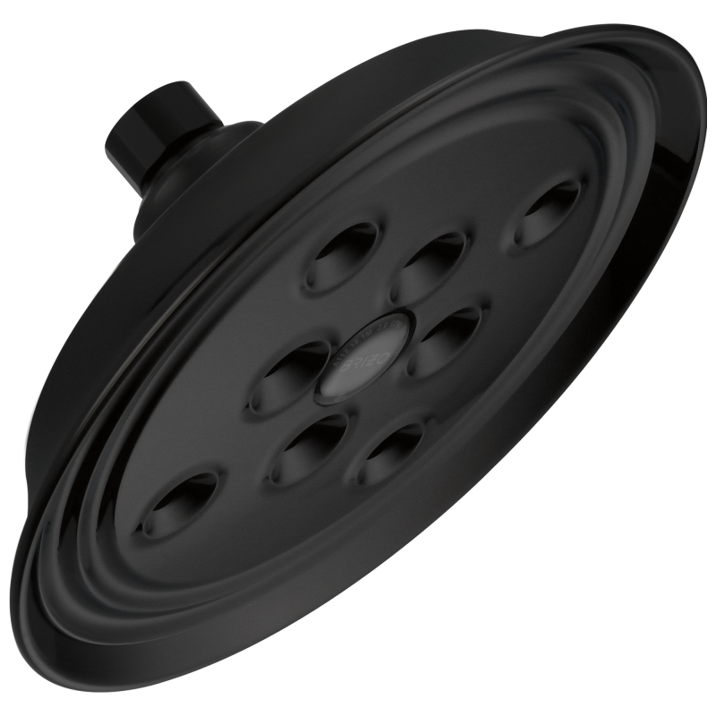 BRIZO Essential Shower 7" Classic Round H2Okinetic Single Function Wall Mount Showerhead — Matte Black