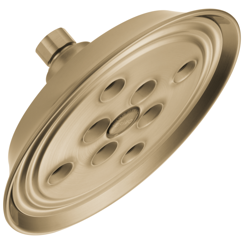BRIZO Essential Shower 7" Classic Round H2Okinetic Single Function Wall Mount Showerhead — Luxe Gold