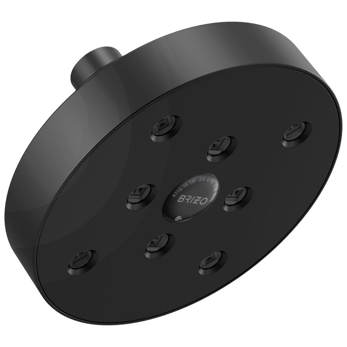 BRIZO Essential Shower 5" Linear Round H2Okinetic Single Function Wall Mount Showerhead — Matte Black