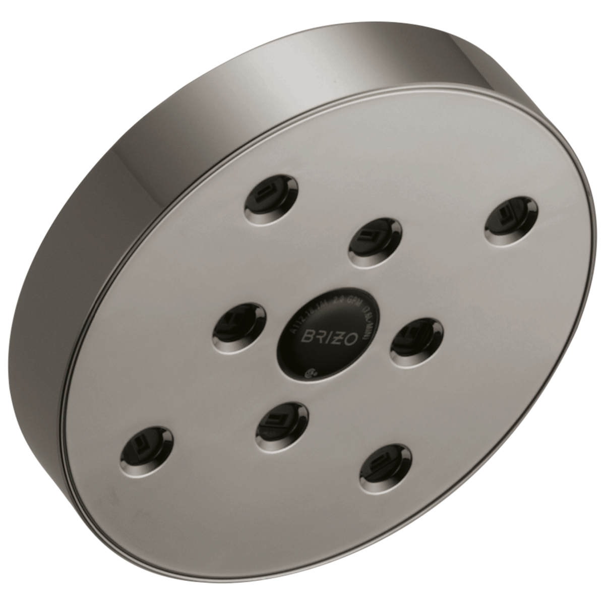 BRIZO Essential Shower 5" Linear Round H2OKINETIC Single Function Wall Mount Showerhead — Brilliance Black Onyx