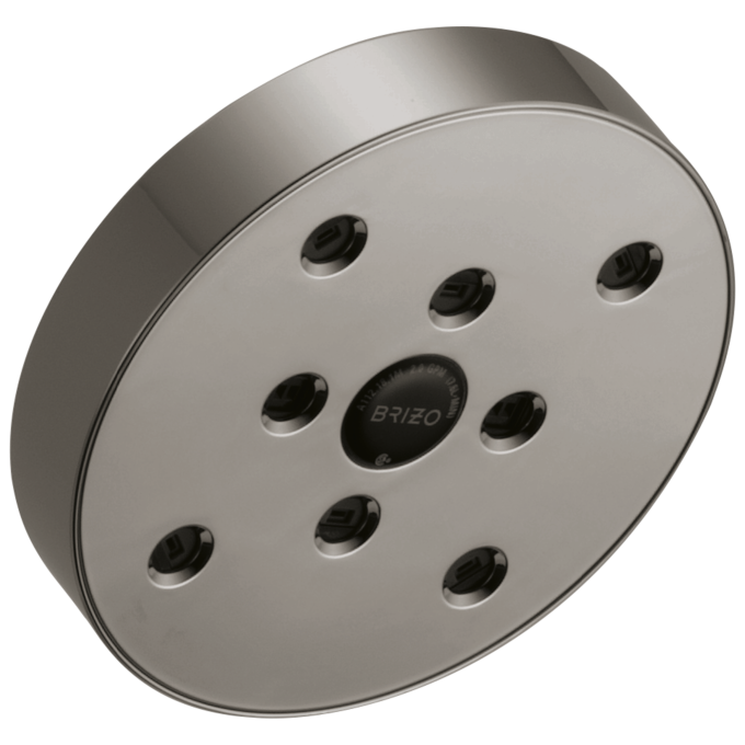 BRIZO Essential Shower 5" Linear Round H2OKINETIC Single Function Wall Mount Showerhead — Brilliance Black Onyx