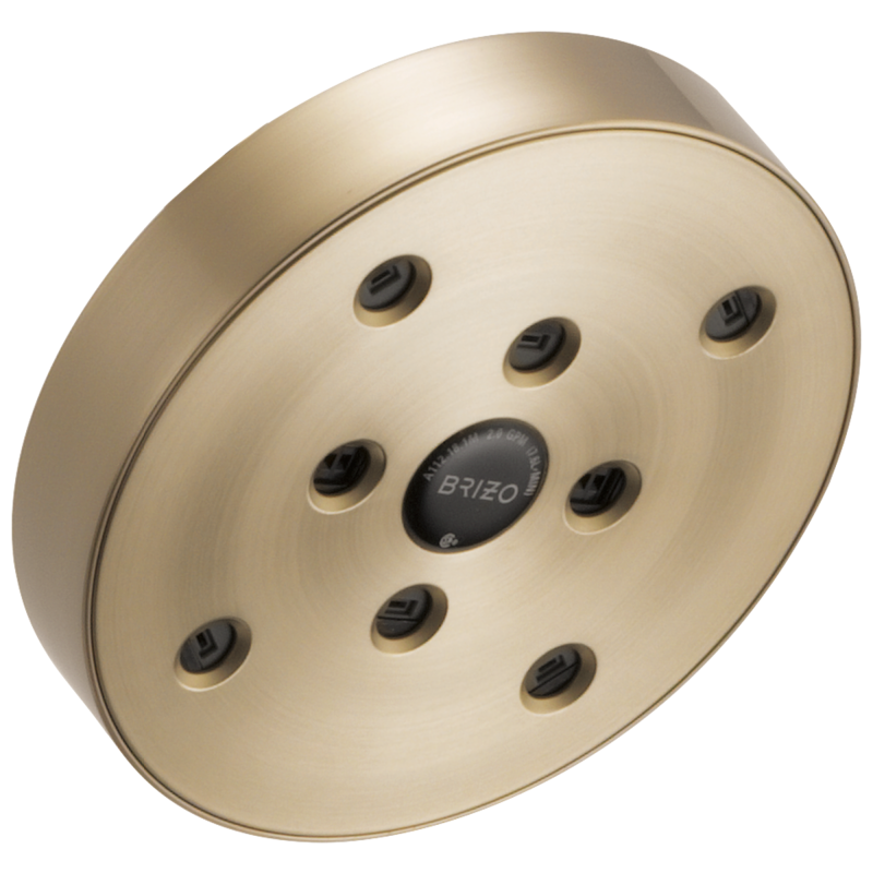 BRIZO Essential Shower 5" Linear Round H2Okinetic Single Function Wall Mount Showerhead — Luxe Gold