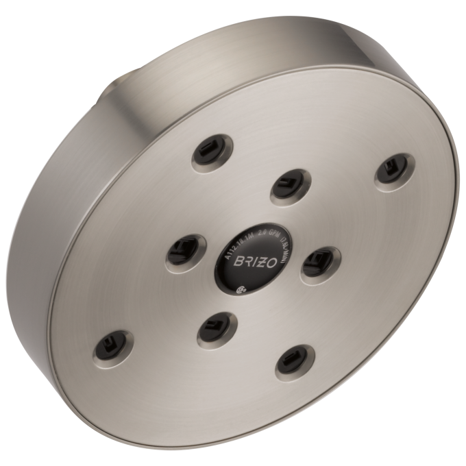 BRIZO Essential Shower 5" Linear Round H2Okinetic Single Function Wall Mount Showerhead — Luxe Nickel