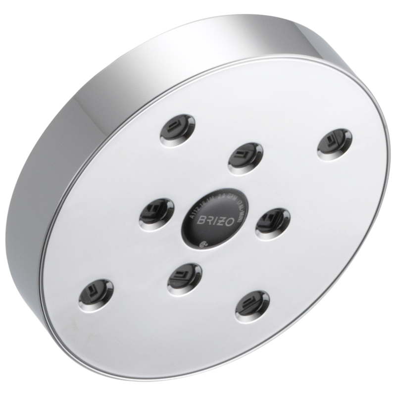 BRIZO Essential Shower 5" Linear Round H2Okinetic Single Function Wall Mount Showerhead — Chrome