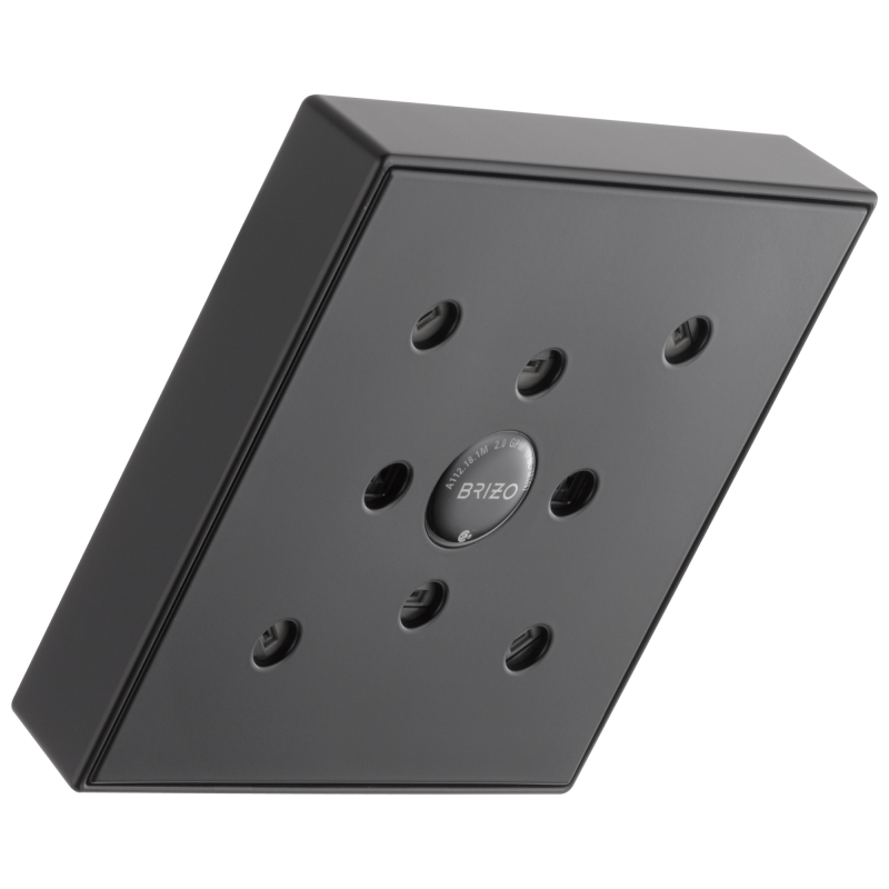 BRIZO Essential Shower 5” Linear Square H2Okinetic Single Function Wall Mount Showerhead — Matte Black