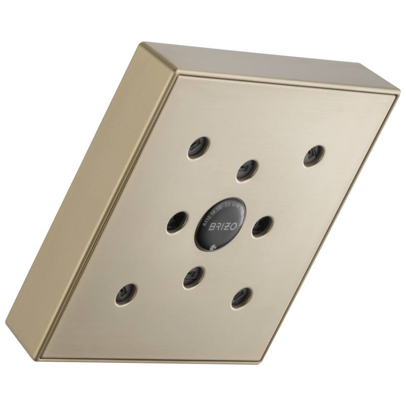 BRIZO Essential Shower 5” Linear Square H2Okinetic Single Function Wall Mount Showerhead — Brushed Nickel