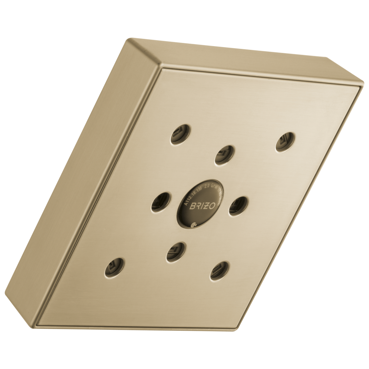 BRIZO Essential Shower 5” Linear Square H2Okinetic Single Function Wall Mount Showerhead — Luxe Gold
