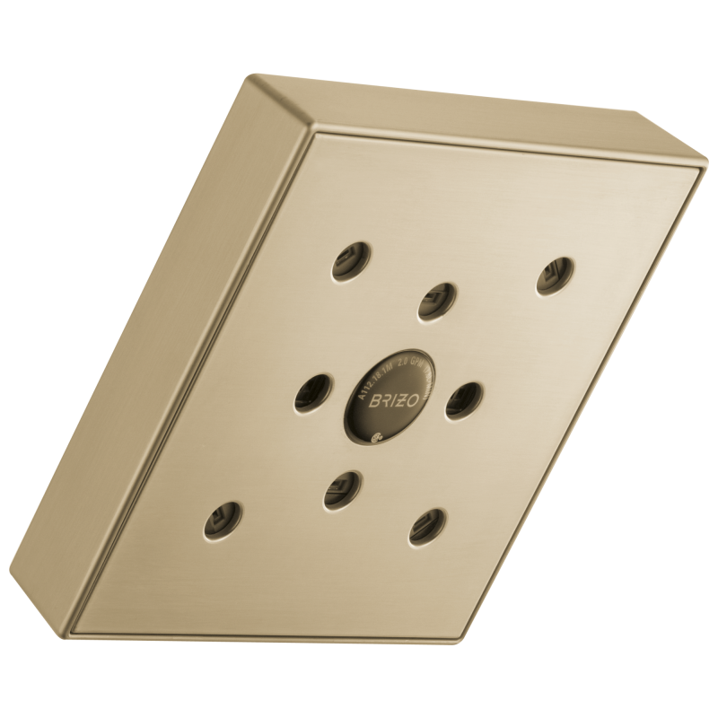 BRIZO Essential Shower 5” Linear Square H2Okinetic Single Function Wall Mount Showerhead — Luxe Gold