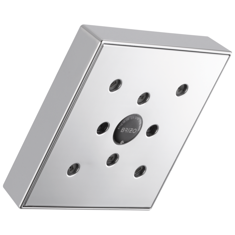 BRIZO Essential Shower 5” Linear Square H2Okinetic Single Function Wall Mount Showerhead — Chrome