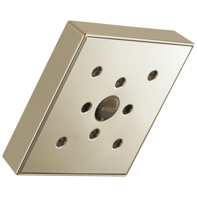 BRIZO Essential Shower 5” Linear Square H2Okinetic Single Function Wall Mount Showerhead — Polished Nickel