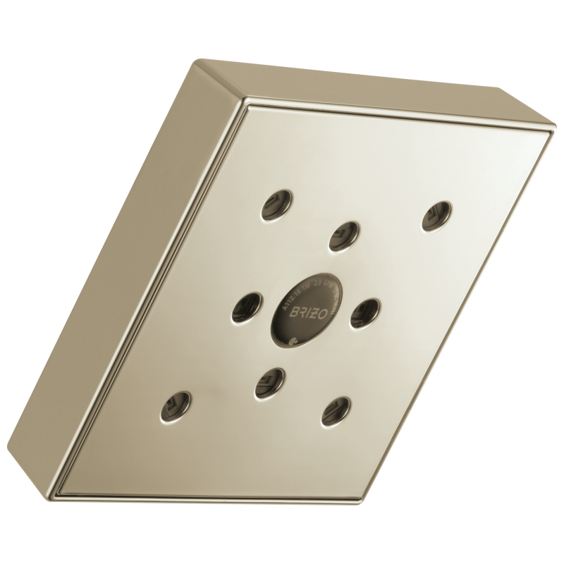 BRIZO Essential Shower 5” Linear Square H2Okinetic Single Function Wall Mount Showerhead — Polished Nickel
