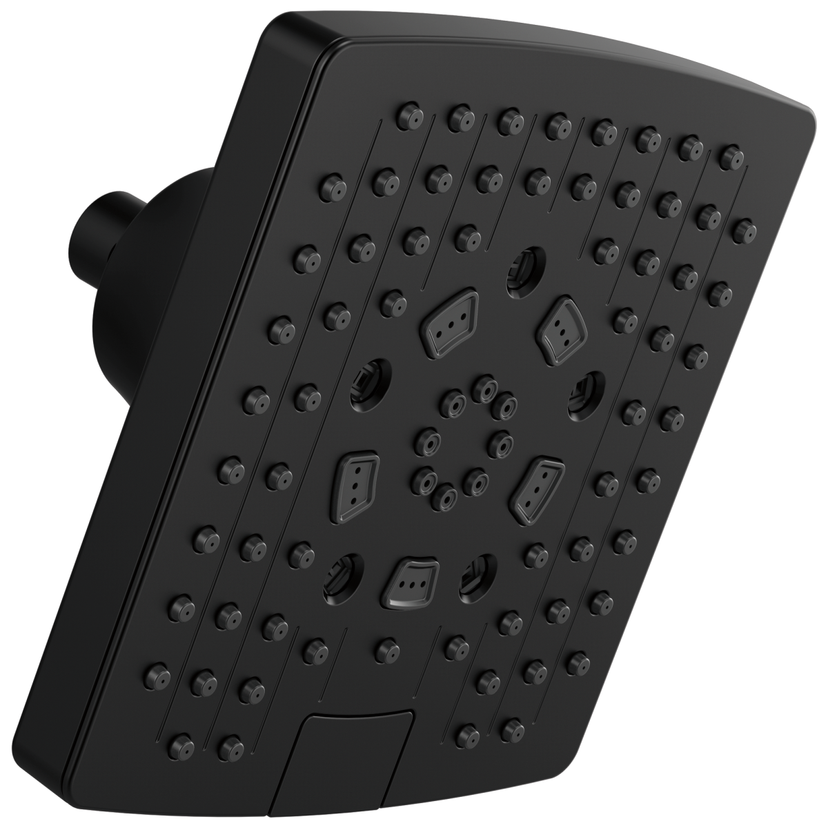 BRIZO Essential Shower 7” Linear Square H2Okinetic Multi-Function Wall Mount Shower Head - 2.5 GPM — Matte Black