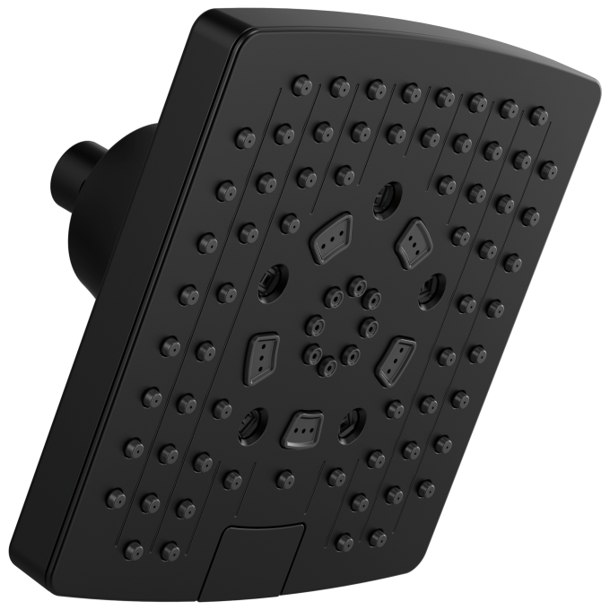 BRIZO Essential Shower 7” Linear Square H2Okinetic Multi-Function Wall Mount Shower Head - 2.5 GPM — Matte Black