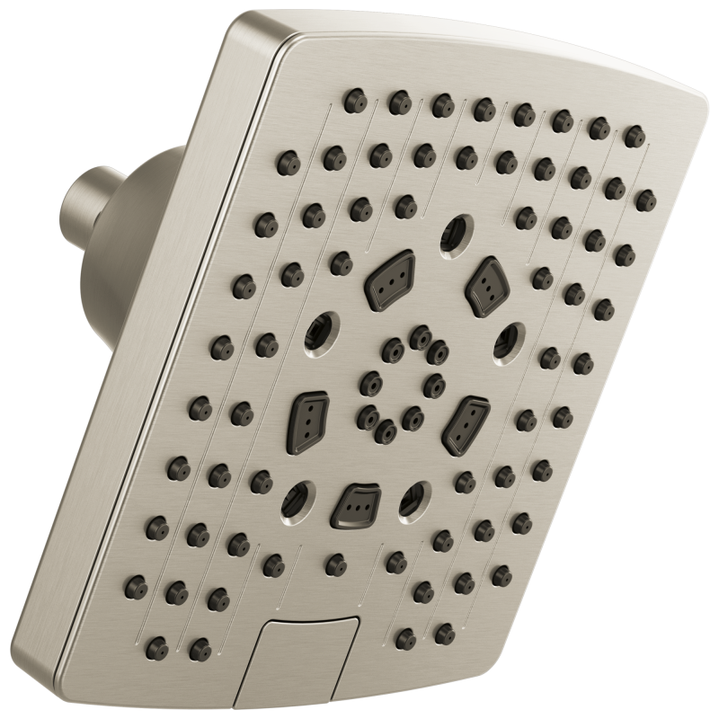 BRIZO Essential Shower 7" Linear Square H2Okinetic Multi-Function Wall Mount Shower Head - 2.5 GPM — Brushed Nickel