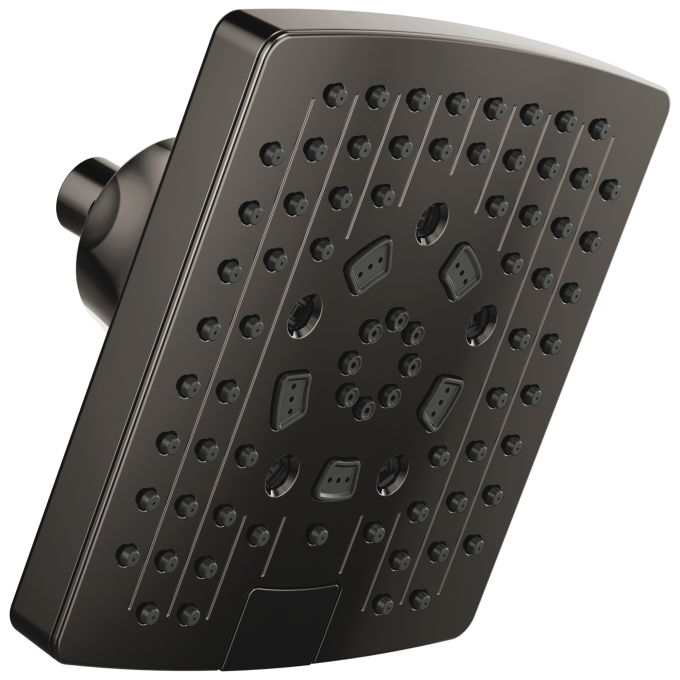 BRIZO Essential Shower 7" Linear Square H2Okinetic Multi-Function Wall Mount Shower Head - 2.5 GPM — Brilliance Black Onyx