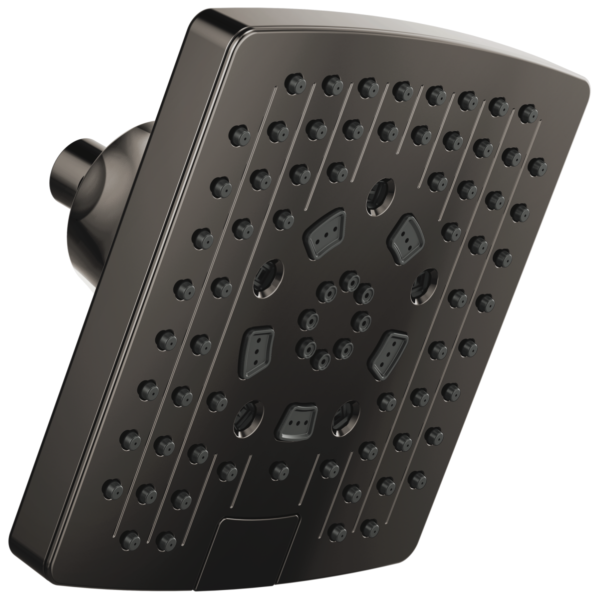 BRIZO Essential Shower 7” Linear Square H2Okinetic Multi-Function Wall Mount Showerhead — Brilliance Black Onyx