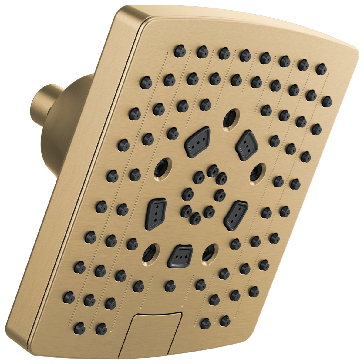 BRIZO Essential Shower 7" Linear Square H2Okinetic Multi-Function Wall Mount Shower Head - 2.5 GPM — Luxe Gold